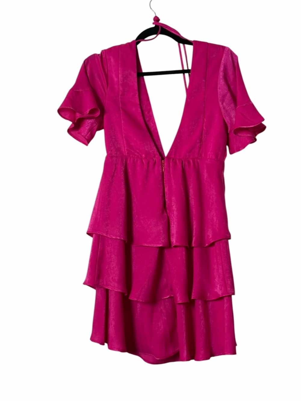 Show Me Your Mumu Pink Dulce Dress Small Tiered Ruffle V-Neck Mini - Picture 3 of 7